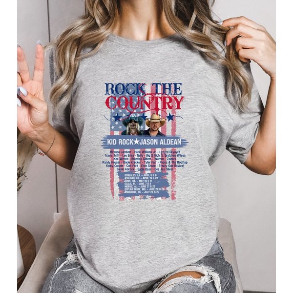 Rock The Country 2024 Concert Shirt. Jason Aldean And Kid Rock Concert Shirt.-image