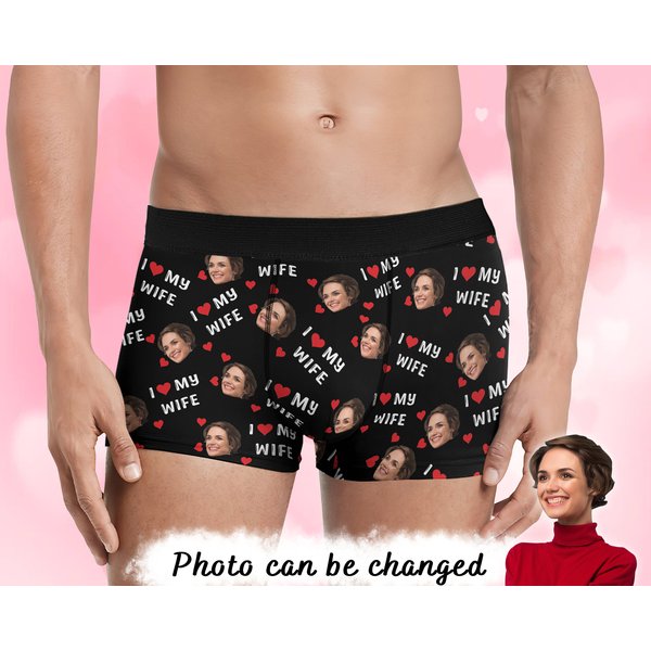 Personalized Face Boxers For Husband,i Love My Wife Boxer