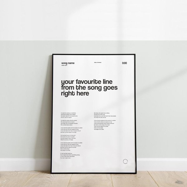Custom Song Print, Custom Music Poster, Personalised Lyric-image