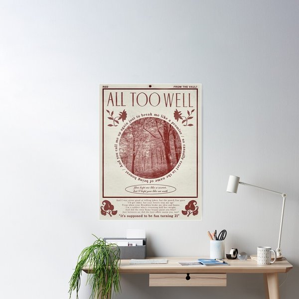 All Too Well Poster, Art Poster Music Fan Collectibles Vintage Music Poster Home Decor-image