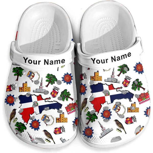 Customized Dominican Clogs Shoes With Dominican Flag And Symbols-image