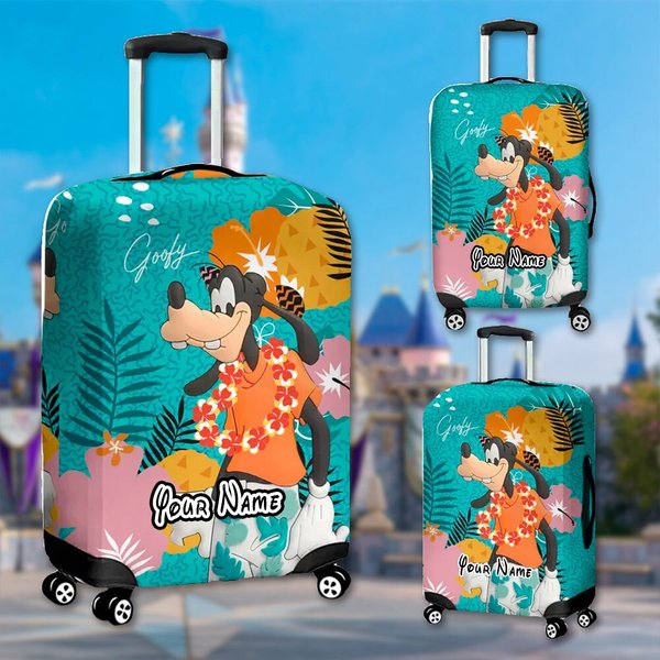 Custom Dog Tropical Luggage Cover, Mouse Movie Suitcase Cover, Cartoon Luggage-image