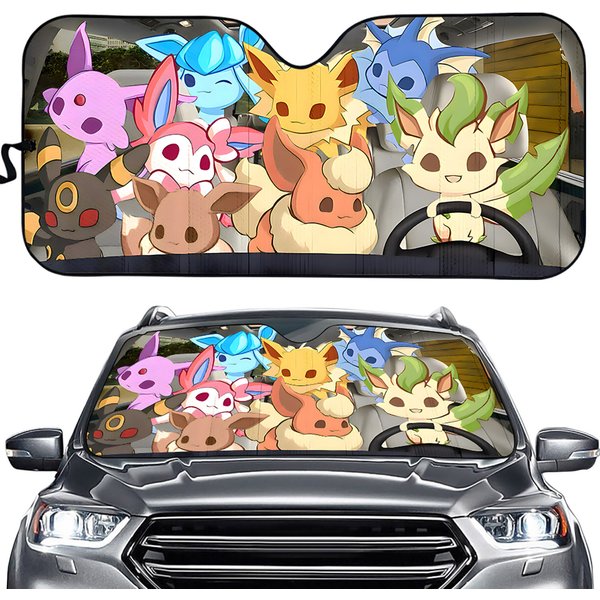 Eevee Evolution Pkm Anime Car Auto Sunshades-image