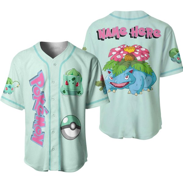 New Pkm Anime Bulbasaur Baseball Jersey-image