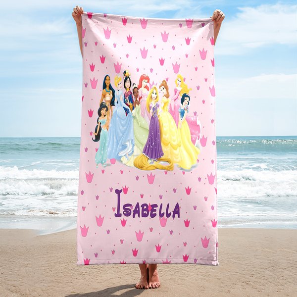 Princess Beach Towels, Characters Towel, Magic World Summer Vacation Gift, Princess Beach Towel-image