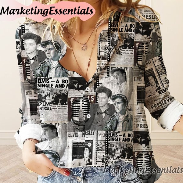 Elvis Presley Vintage Women Casual Shirt, Elvis Presley Blouses, Elvis Presley Woman Shirt-image
