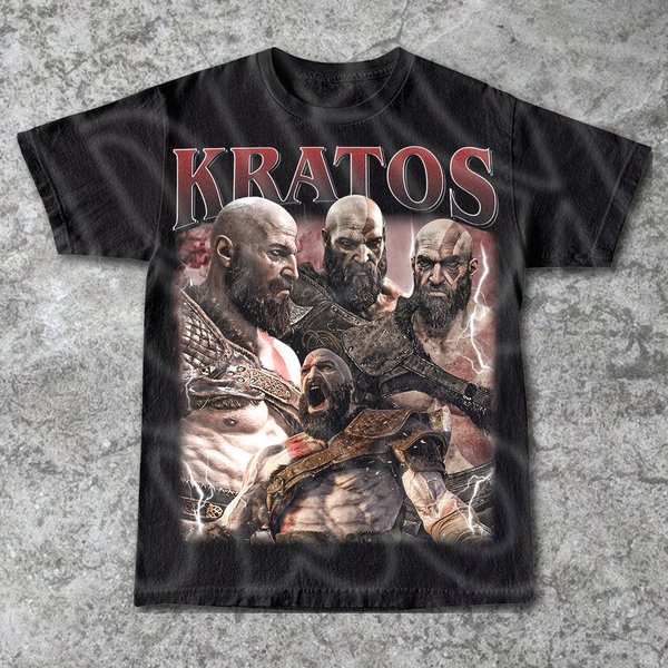 Kratos Vintage T-Shirt, Gift For Woman And Man Unisex T-Shirt 3D-image