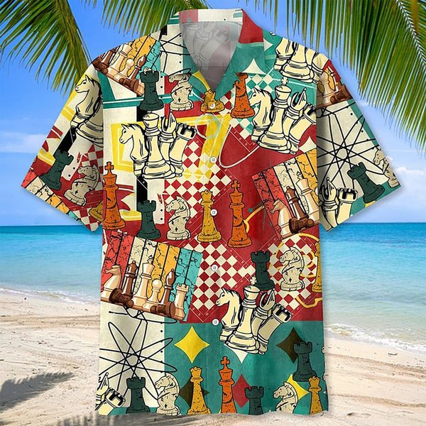 Vintage Chess Hawaiian Shirt, Gift For Chess Player, Father's Day Gift For Dad Who Love Chess-image