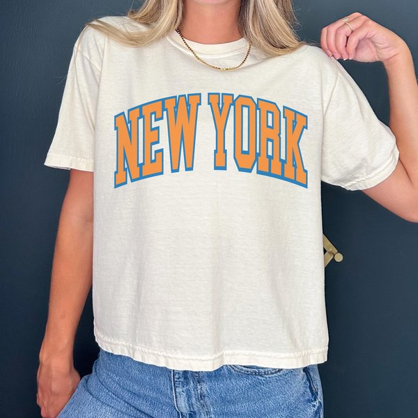 Vintage New York Basketball Cropped Shirt Knicks Tshirt-image