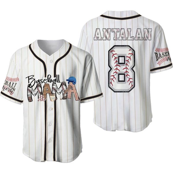 Baseball Mom Jersey, Baseball Mama Jersey, Custom Name Baseball Mom Jersey-image