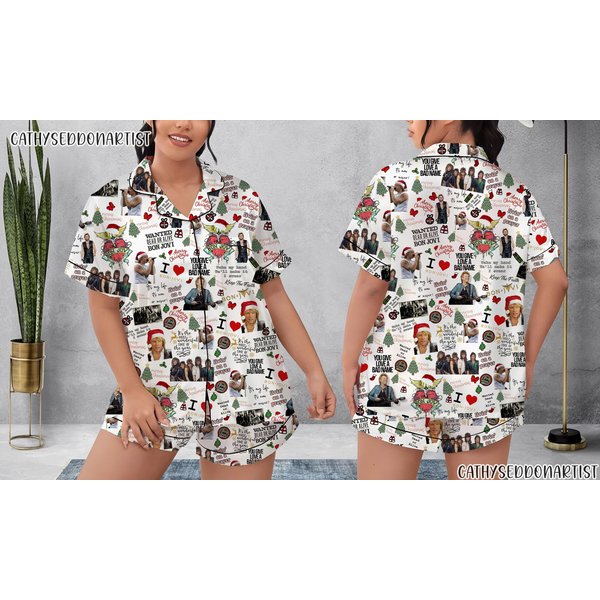 Bon Jovi Pajamas Short Set, Bon Jovi Pajamas Set, Holiday Pajamas Set-image