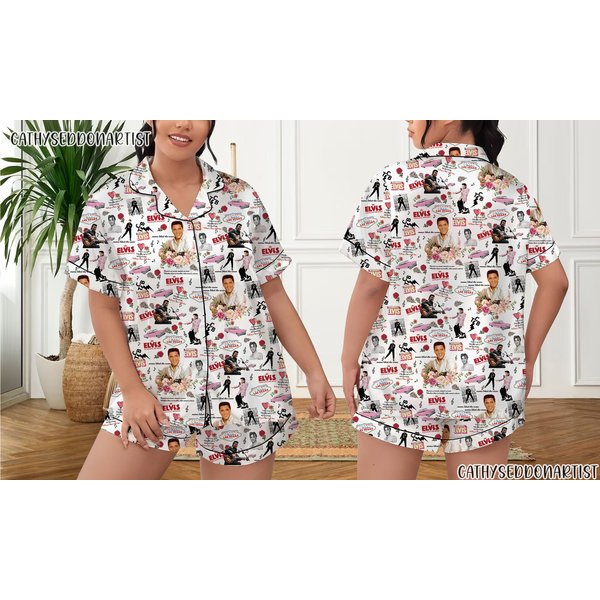 Elvis Presley Pajamas Short Set, Elvis Presley Pajamas Set, Holiday Pajamas Set