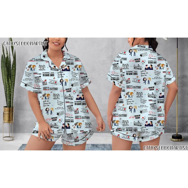 Grey's Anatomy Pajamas Short Set, Grey's Anatomy Pajamas Set, Holiday Pajamas Set-image