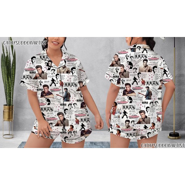Elvis Presley Pajamas Short Set, Elvis Presley Pajamas Set, Holiday Pajamas Set-image