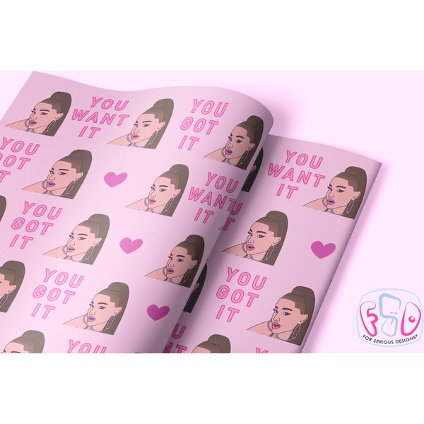 Ariana Funny Pink Gift Wrapping Paper Sheet- Birthday Gift Wrap| Celebrity Wrapping Paper