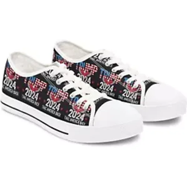 Maga 2024 Potus 47 Take America Black All Over Print Womens Low Top Sneakers