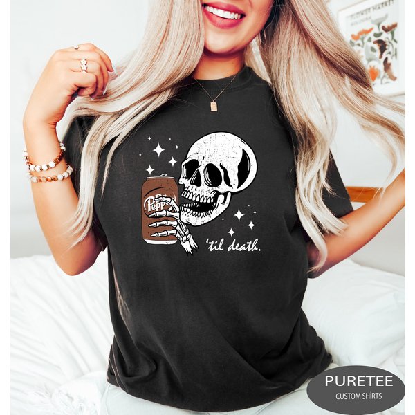 Till Death Dr. Pepper Shirt, Skeleton Tshirt-image