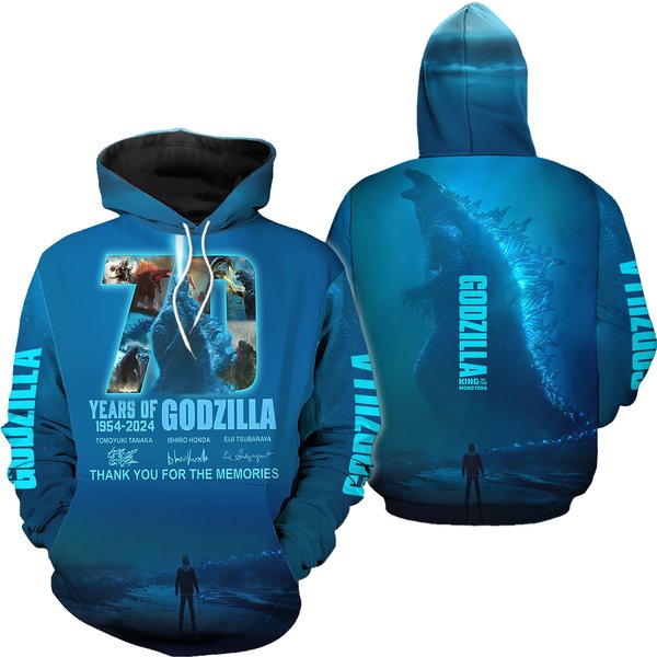 God Zilla 1954-2024 70Th Anniversary Thank You 3D Hoodie-image