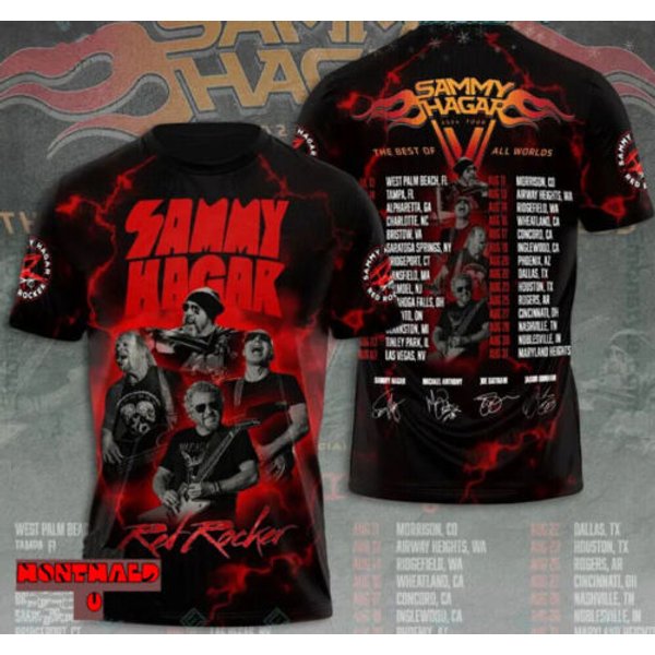 Red Rocker Sammy Hagar 2024 Tour The Best Of All World 3D T-Shirt-image