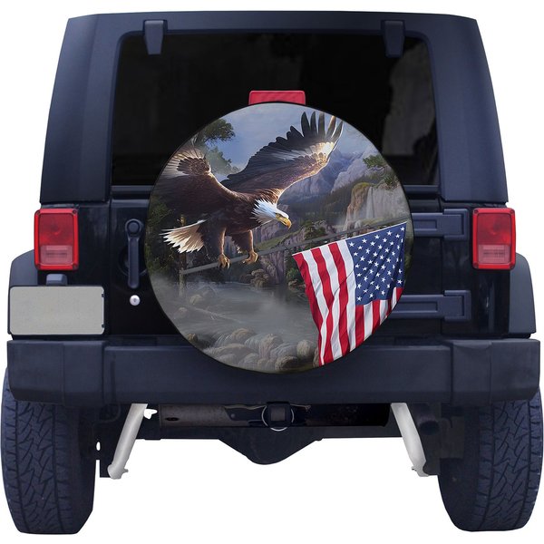 Patriot Eagle Hold American Flag Car Spare Tire Cover