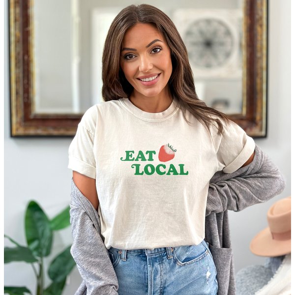 Eat Local T-Shirt, Food Shirt, Organic, Farmers Market, Food, Fruit, Strawberry T-Shirt-image