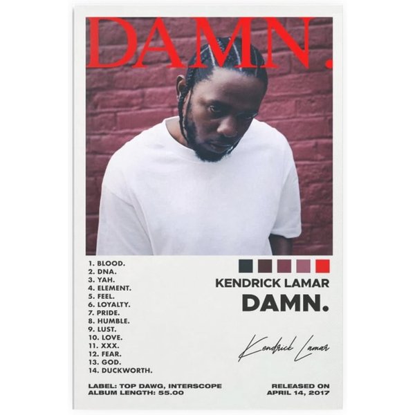 Kendrick Lamar Cover Poster, Damn Album Wall Print-image