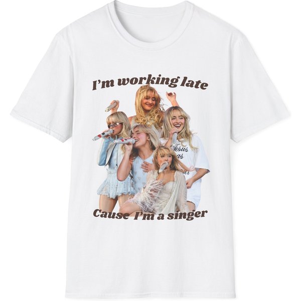 Sabrina Carpenter Vintage T-Shirt, Espresso "I'm Working Late Cause I'm A Singer" Shirt-image