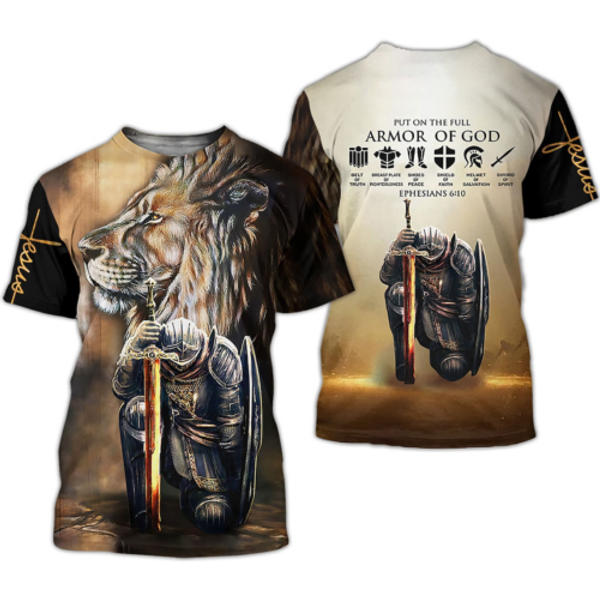 Put On The Full Armor Of God Jesus Aop Unisex 3D T-Shirt-image
