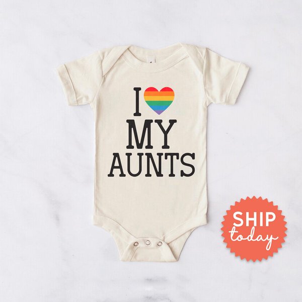 I Love My Aunts Onesies Brand, Lesbian Aunts Bodysuit-image