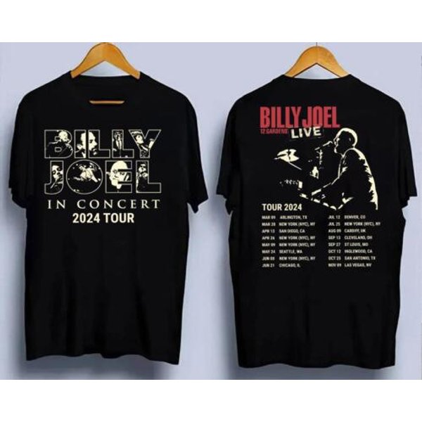 Billy Joel Music Tour 2024 Font, Back Shirt Vintage Billy Joel Music Tour Shirt-image