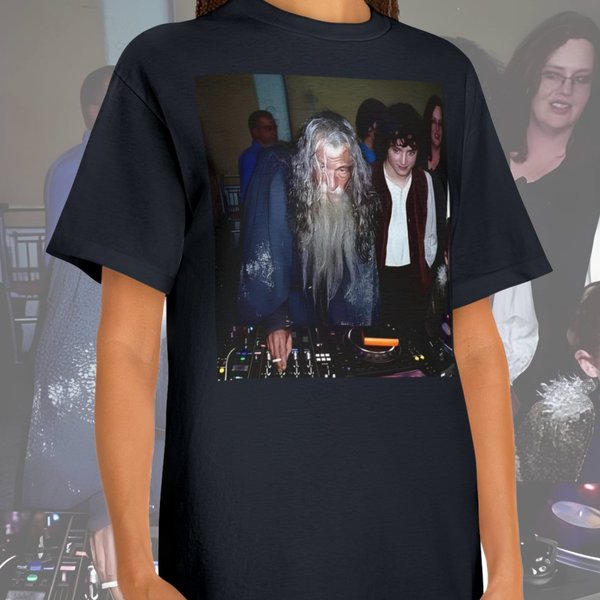 Gandalf Dj With Frodo Graphic T-Shirt - Lord Of The Rings Shirt-image