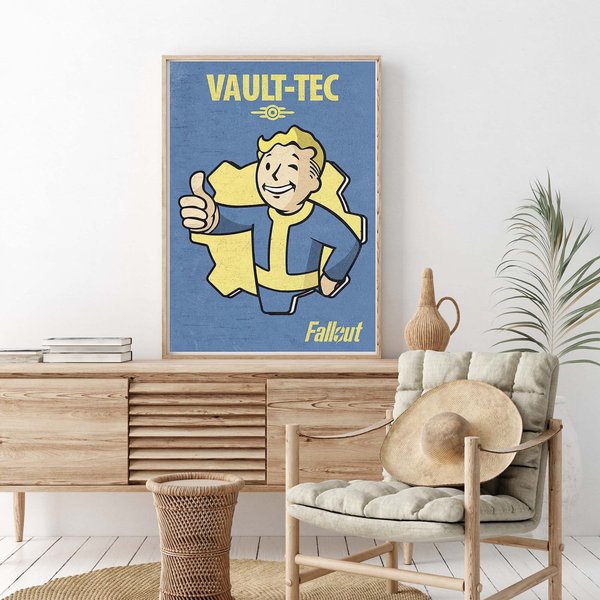 Minimally Designed Vault Boy Poster, Game Poster, Falllout Vault Tec Poster-image