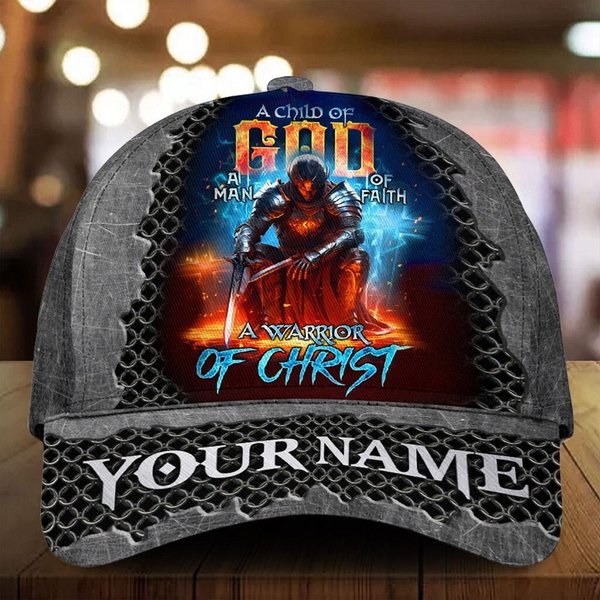 Personalized A Warrior Of Christ Men's Cap, Jesus Hat, Jesus Christain Hat