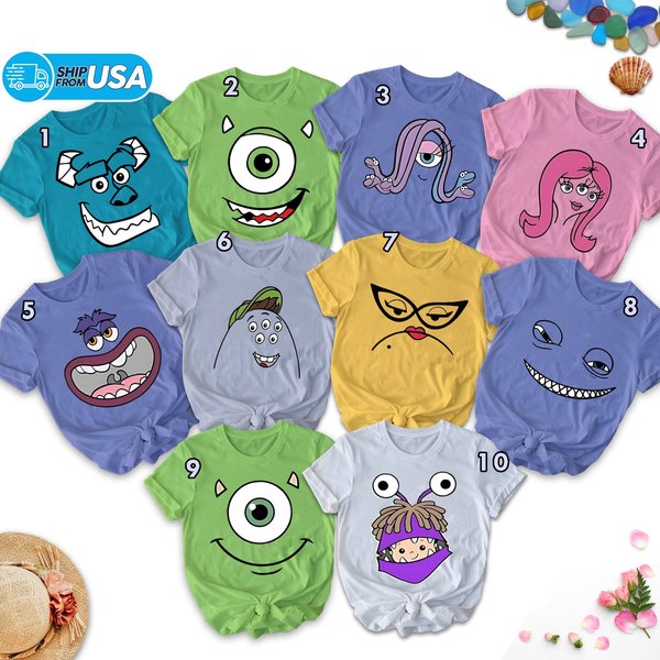 Monsters Characters Costume Face Shirt, Monsters Matching Family Shirt, Funny Characters Gifts-image