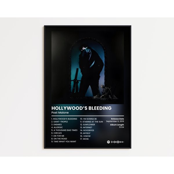 Post Malone Cover Poster, Hollywood's Bleeding Print-image