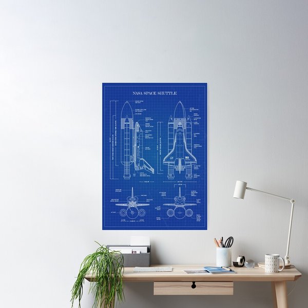Nasa Space Shuttle Blueprint (Vertical Version) Poster-image