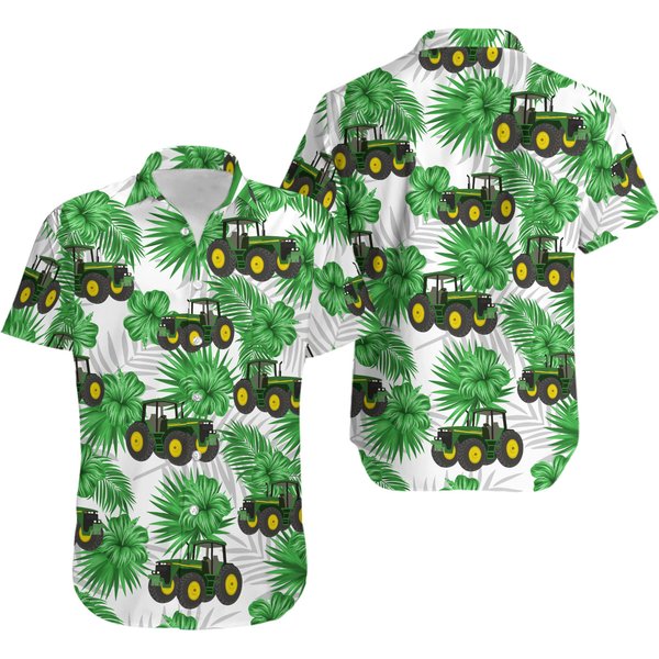 Tropical Farmhouse Tractor 3D Hawaiian Shirt-image
