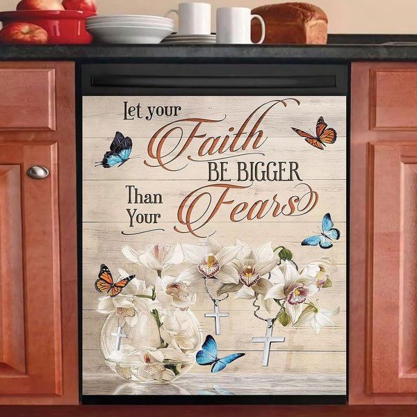 Flower Butterfly Dishwasher Decor Bible Verse Dishwasher Cover Panel Butterfly-image