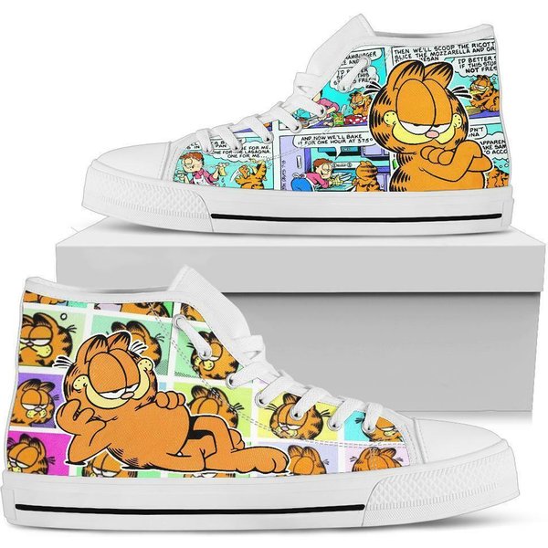 Garfield High Top Shoes, Lazy Garfield Cat Unisex High Top Sneakers-image
