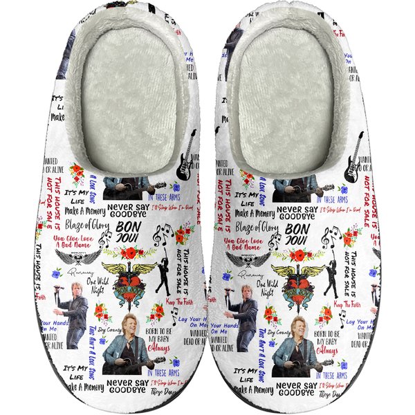 Bon Jovi Cozy Unisex Winter Indoor Slippers-image
