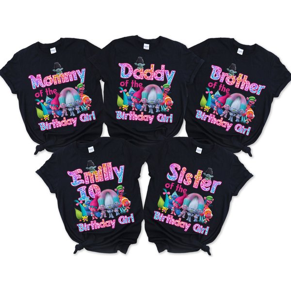 Trolls Birthday Shirt, Cartoon Movie Shirt, Trolls Matching Family Shirt-image