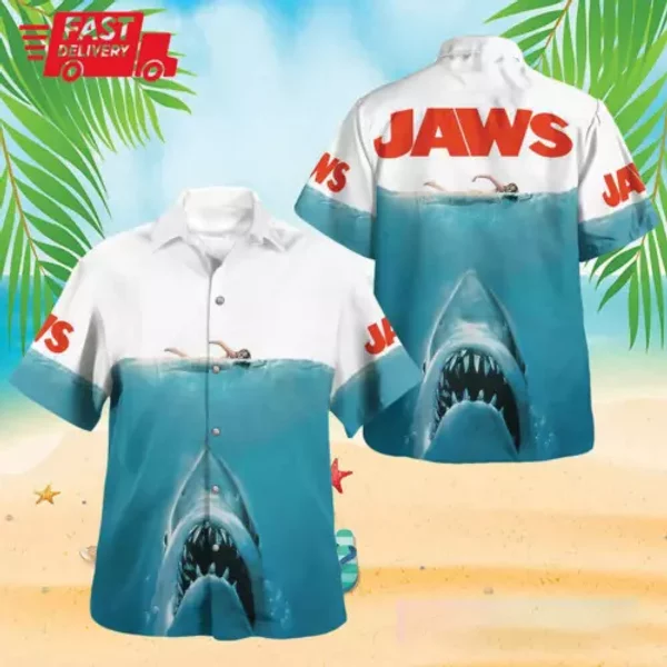 Shark Jaws Shirt Jaws Movie Casual Summer Beach Hawaiian Shirt-image