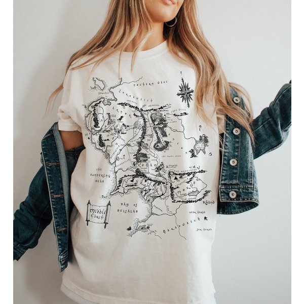 Middle Earth Map Tshirt Lotr Merch The Hobbit Shirt-image