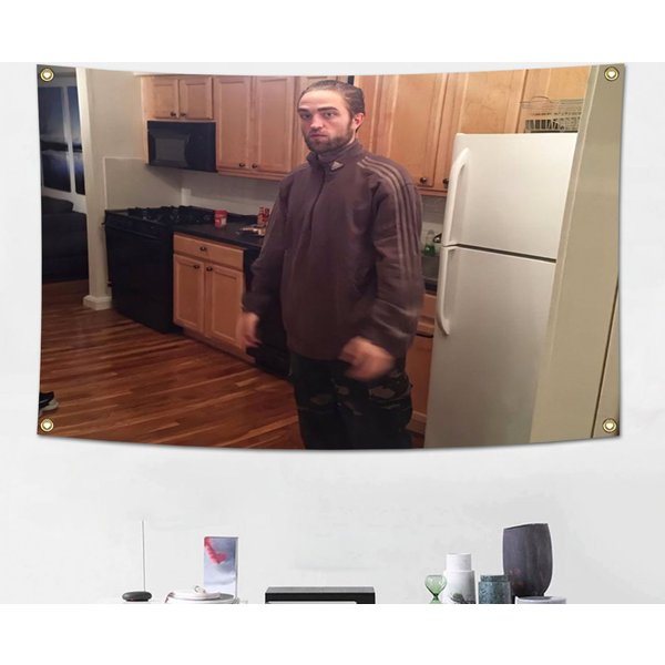 Robert Pattinson Flag Meme Tapestry-image