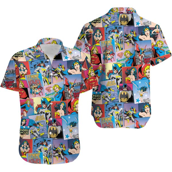 Awesome Wonder Woman Superwomen Comic Hawaiian Shirt-image