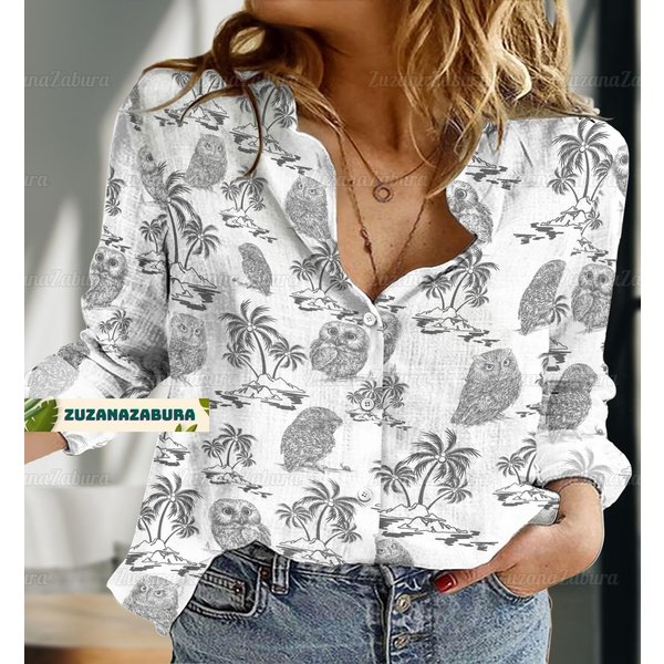 Owl Women's Blouses, Women Casual Shirt-image