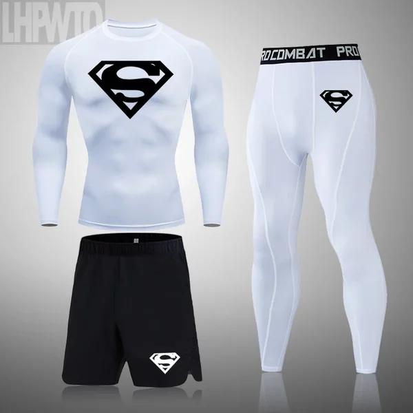 Men Superhero Sport Suits Jerseys Tights Pants Running Boxing Sets