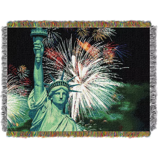 Lady Liberty Woven Blanket Metallic Woven Tapestry Throw-image