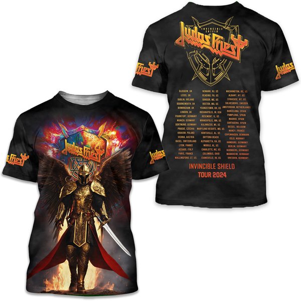Judas Priest Invincible Shield Concert 2024 Us Tour 3D Shirt-image