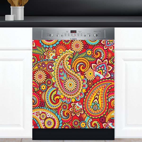 Floral Ethnic Paisley Flower Dishwasher Cover-image